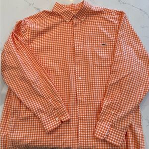 Vineyard Vines Men's Orange Gingham Button-Down Shirt XXL